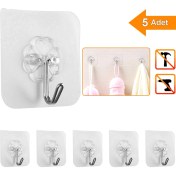 Resim Neler Geldi Neler 5 Adet 6X6CM Şeffaf Güçlü Kendinden Yapışkanlı Kapı Duvar Askıları Ağır Yük Taşıma 