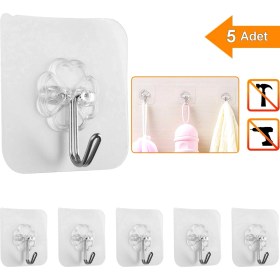 Resim Neler Geldi Neler 5 Adet 6X6CM Şeffaf Güçlü Kendinden Yapışkanlı Kapı Duvar Askıları Ağır Yük Taşıma 