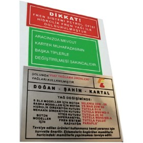 Resim Çınar Online Store Tofaş Şahin Motor Iç Etiketi 