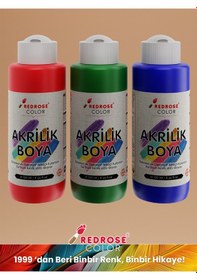 Resim Red Rose Kırmızı-mavi-yeşil Akrilik Boya 3'lü Set 3 x 120 ML 