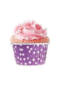 Resim Dolphin Muffin Kağıt Karton Mor Puantiyeli Cupcake Kek Kalıbı Kapsülü Kabı - 50 Adetlik 3 Paket 