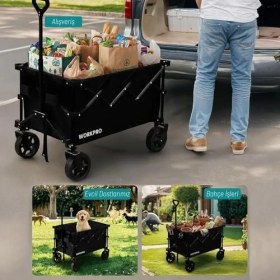 Resim WP285015 80KG 4 Tekerli Katlanabilir Ağır Hizmet Taşıma Arabası 