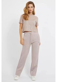 Resim Guess Adele Crop Kadın Pembe T-shirt Pembe 