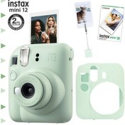 Resim Fujifilm Instax Mini 12 Fotoğraf Makinesi + 10'lu Film + Kıskaçlı Resim Standı + Silikon Kılıf Seti Yeşil 
