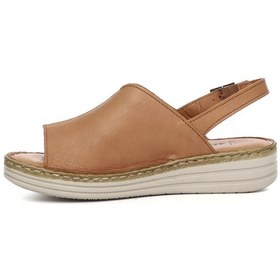 Resim Gönderi R Taba Dolgu Topuk Hakiki Deri Comfort Sandalet Taba 