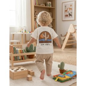 Resim Tuffy Sun Vibes Kaktüs Baskılı Bebek T-Shirt Beyaz 