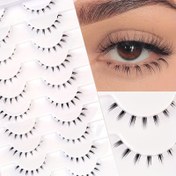 Resim 10 Çift Sahte Kirpik - Doğal Görünümlü Alt Kirpik Uzatmaları için Hacimli C-Kıvrım Kısa Kümelenmiş Kirpikler ile Şeffaf Bant ve Saplar, Makyaj Temelleri, Güzellik Aksesuarları | Şeffaf Saplı Kirpikler | Şeffaf Bantlı Kirpikler 