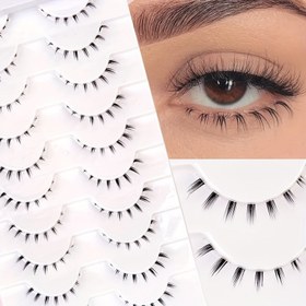 Resim 10 Çift Sahte Kirpik - Doğal Görünümlü Alt Kirpik Uzatmaları için Hacimli C-Kıvrım Kısa Kümelenmiş Kirpikler ile Şeffaf Bant ve Saplar, Makyaj Temelleri, Güzellik Aksesuarları | Şeffaf Saplı Kirpikler | Şeffaf Bantlı Kirpikler 