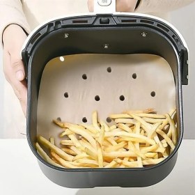 Resim LTG Nova 50 Adet Fryer Pişirme Kağıdı Tek Kullanımlık Hava Fritöz Yapışmaz Yağlı Kağıt Delikli 