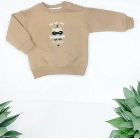 Resim Çikoby Erkek Bebek Guardians Yazılı Sweatshirt-14868 Bej 