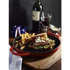 Resim Grill Pans Çift Kulplu Döküm Izgara Tava, Gri 