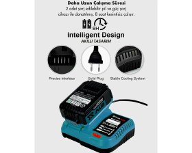 Resim Akülü Kömürsüz Motor 800 Nm Torklu Şarjlı Somun Sıkma Bijon Sökme Seti Mavi EEA405 