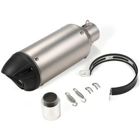 Resim Mufunye Evrensel 38-51mm Motosiklet Egzoz Borusu Kuyruk Egzoz Susturucu Atv Motosikletler İçin Fit Gümüş 