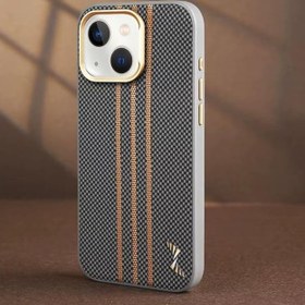 Resim Zebana Apple iPhone 13 ile Uyumlu Kılıf Zebana Goldrix Karbon Fiber M-Safe Kılıf Gri 