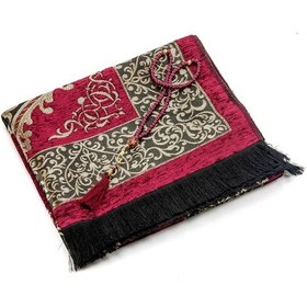 Resim Lüks Osmanlı Şönil Seccade Tesbih Hediyeli Kırmızı 