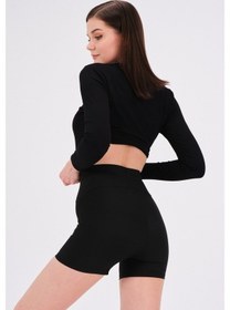 Resim Mascarano Siyah Yüksek Bel Toparlayıcı Şort Tayt Siyah 