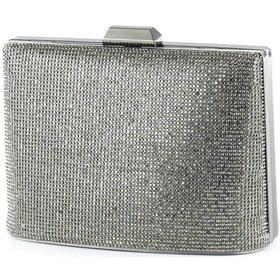 Resim Erkan Saçmacı Antrasit Saten Kristal Taşlı Metal Saplı Zincir Askılı Abiye Çanta Antrasit 