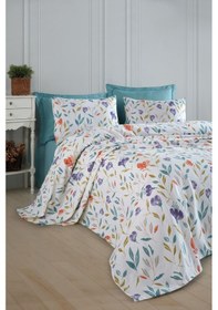 Resim Baskılı Pike Takımı Çift Kişilik Floral Lila Lila 