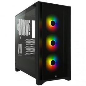 Resim CORSAIR CC-9011204-WW ICUE 4000X RGB TEMPERLI CAM YAN PANEL MID TOWER BILGISAYAR KASASI SIYAH 