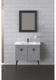 Resim Biani Cosmos 90 Cm Matt Anthracite Banyo Dolabı 