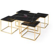 Resim Kare Pizza Orta Sehpa Gold Mdf Highloss Sonata Desen 