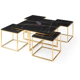 Resim Kare Pizza Orta Sehpa Gold Mdf Highloss Sonata Desen 