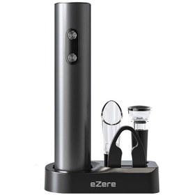 Resim Ezere Otomatik Şarap Açacağı Tirbuşon Seti Şarap Açma Seti Siyah 