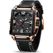 Resim Megır Yaratıcı Erkek Izle Üst Marka Lüks Chronograph Kuvars Saatler Saat Erkek Deri Spor Ordu Askeri Bilek Saatler Saat Rose Gold - Siyah Rose Gold - Siyah 