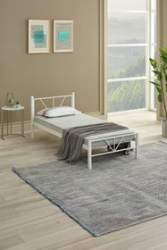 Resim Unimet Alchera Tek Kişilik Metal Karyola Beyaz 
