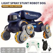 Resim LED Işıklı ve Müzikli Etkileşimli RC Robot Köpek Araba – Çift Kontrol Modu, 1200mAh Şarj Edilebilir Pil, Her Zeminde Kullanım İçin Sprey ve Drift Özellikleri, Mavi & Turuncu Tasarım, Uzaylı Kumandalı Sonsuz Eğlence 