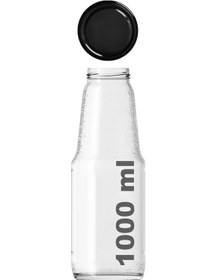 Resim Afracam Meyve Suyu, Limonata Şişesi Şeffaf 1000 Ml Metal Kapaklı 