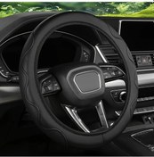 Resim Chuangyinshop Siyah Çizgi 14.57-14.96inch Premium Direksiyon Kılıfı, Kaymaz Tırtıklı Esnek 4 Mevsim Universal Siyah Çizgi 