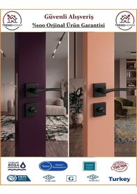 Resim Trendhomm Bravo Rozetli İç Kapı Kolu - Mat Siyah - Wc Banyo 