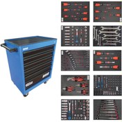 Resim Brio 6 Çekmeceli Tekerlekli Takım Arabası 258 Parça Mavi 