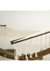 Resim Hona Ladin Ahşap Gondol Hamak - 150 Cm İp Örgü - İki Kişilik Naturel 