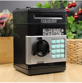 Resim Kişiye Özel Şifreli Otomatik Kağıt Para Alan Kasa Kumbara Siyah 