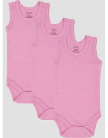 Resim Arma Yıldız %100 Organik Pamuk 3'lü Pembe Bebek Atlet Çıtçıtlı Zıbın Body Pembe 