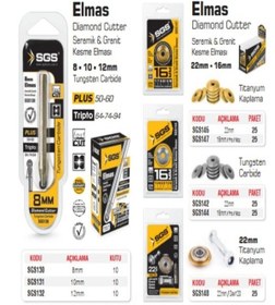 Resim SGS SERAMİK-GRANİT KESME ELMASI TİTANYUM 22MM (DEV&LONG) 