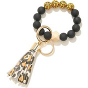 Resim Sones 2 Adet Ahşap Boncuklu Bileklik Anahtarlık Turuncu Leopar 