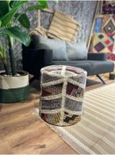 Resim Patchwork Puf 020 Gri Bordo 