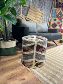 Resim Patchwork Puf 020 Gri Bordo 