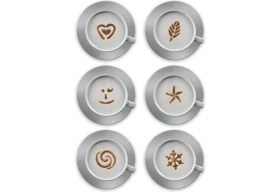 Resim Aerolatte Cappuccino Art Şablonu, 6 Değiştirlebilir Eğlenceli Tasarım 