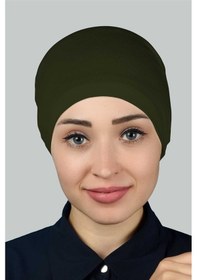 Resim Altobeh Hazır Pratik Geçmeli Lastikli Tesettür Bone - Haki 