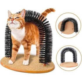 Resim Tysm Kedi Tırmalama Tahtası Kemerli Masaj Fırçası Pvc Siyah Fırça Kahverengi Taban 36x29 Cm Çok Renkli 