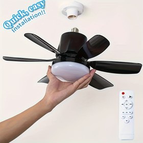 Resim 1 Akıllı Tavan Fanı Işığı, Lamba ve Uzaktan Kumanda ile, E26/E27 Taban, Kolay Kurulum. Ayarlanabilir LED Akıllı Işık, Zamanlayıcı Fonksiyonu, Altı Bıçak ve Üç Hız Ayarı, Renk 3000K'dan 6500K'ye, Yatak Odası, Mutfak, Oturma Odası, Dolap ve Garaj için Uygun 
