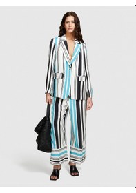 Resim Sisley Tamamı Desenli Çift Düğmeli Maskülen Kesim Blazer Ceket Kadın Renkli Ceket - 324p2vjdlw024 Çok Renkli 