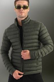 Resim Goccix Erkek Haki Suya Dayanıklı Şişme Jel Elyaf Dolumlu Spor Mont 