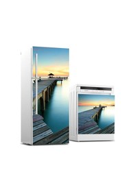 Resim Buzdolabı Ve Bulaşık Makinası Beyaz Eşya Sticker Kaplama Deniz Yol 