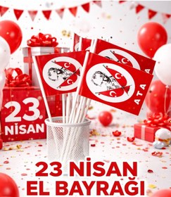 Resim Çubuklu Kağıt Bayrak 20x30 Cm 20 Li Paket Okul, Etkinlik, Kutlama Ve Organizasyonlar İçin Tek Ebat 