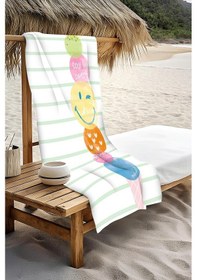 Resim Dijital Baskı Plaj Deniz Havlusu Emoji Desenli Peştamal Hvl0202 Renkli 